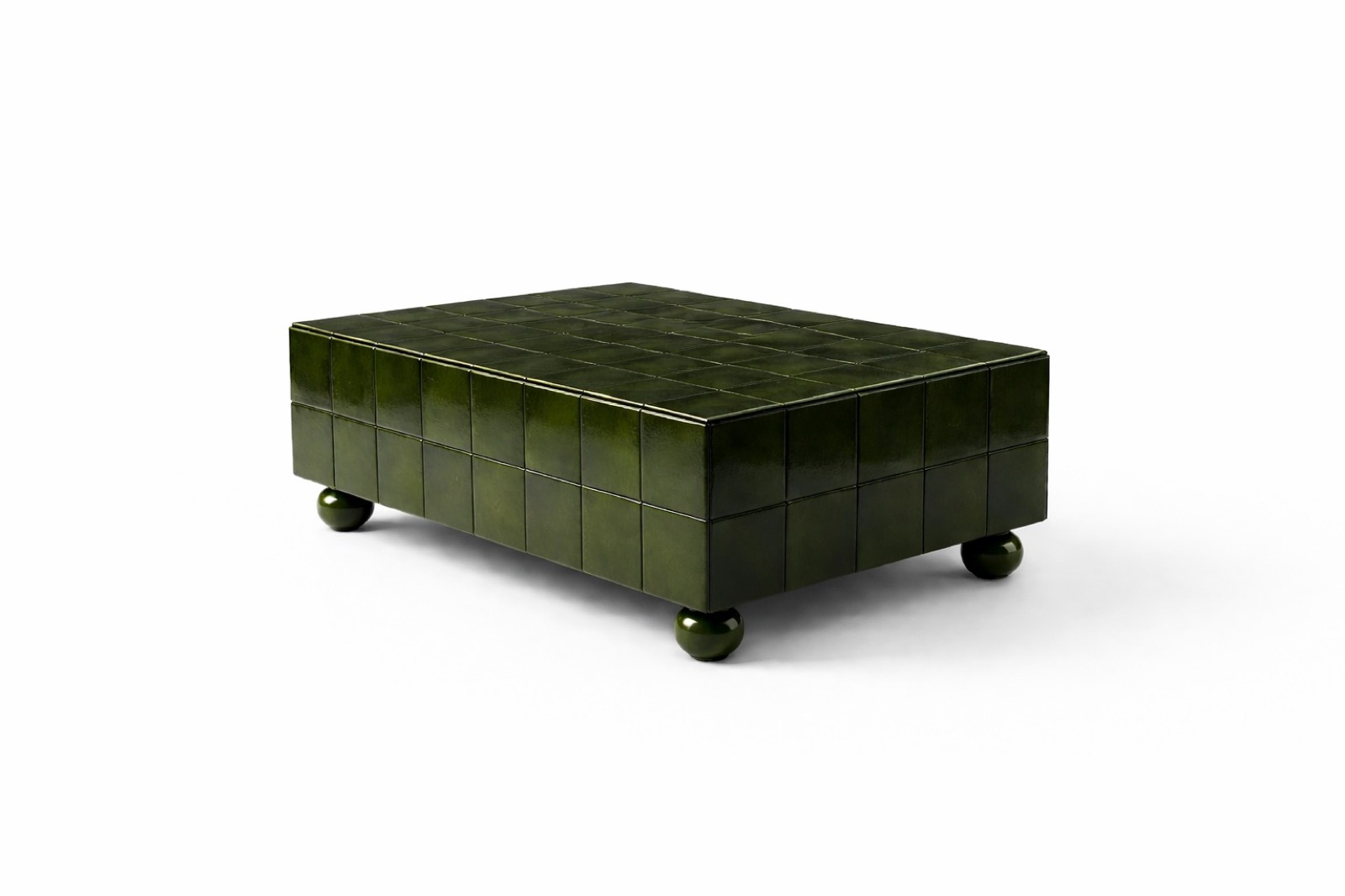 Mesa cubo em azulejo verde floresta